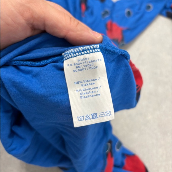 Boden jersey knit faux wrap Blue and Red Floral Women's Top 8 - Picture 5 of 6